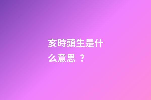 亥時頭生是什么意思？